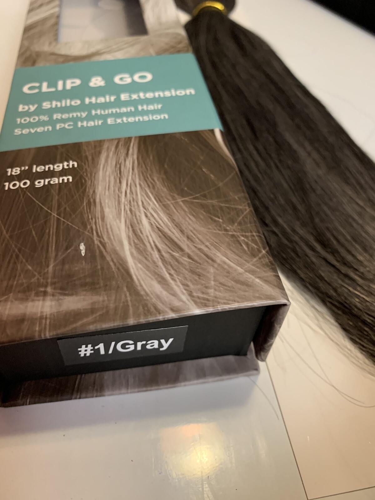 She By Beyound The Beauty Human Hair Extension 18” 100 grams #1 gray
