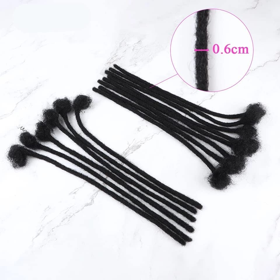0.6cm Loc Extensions Human Hair 6-12 Inch 50 Strands Dreadlock Extensions Hum…