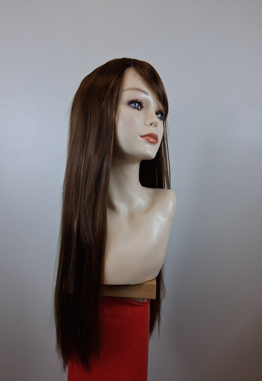 Long Straight wig with Air Bangs High Temperature Synthetic Fiber Heat Resistant