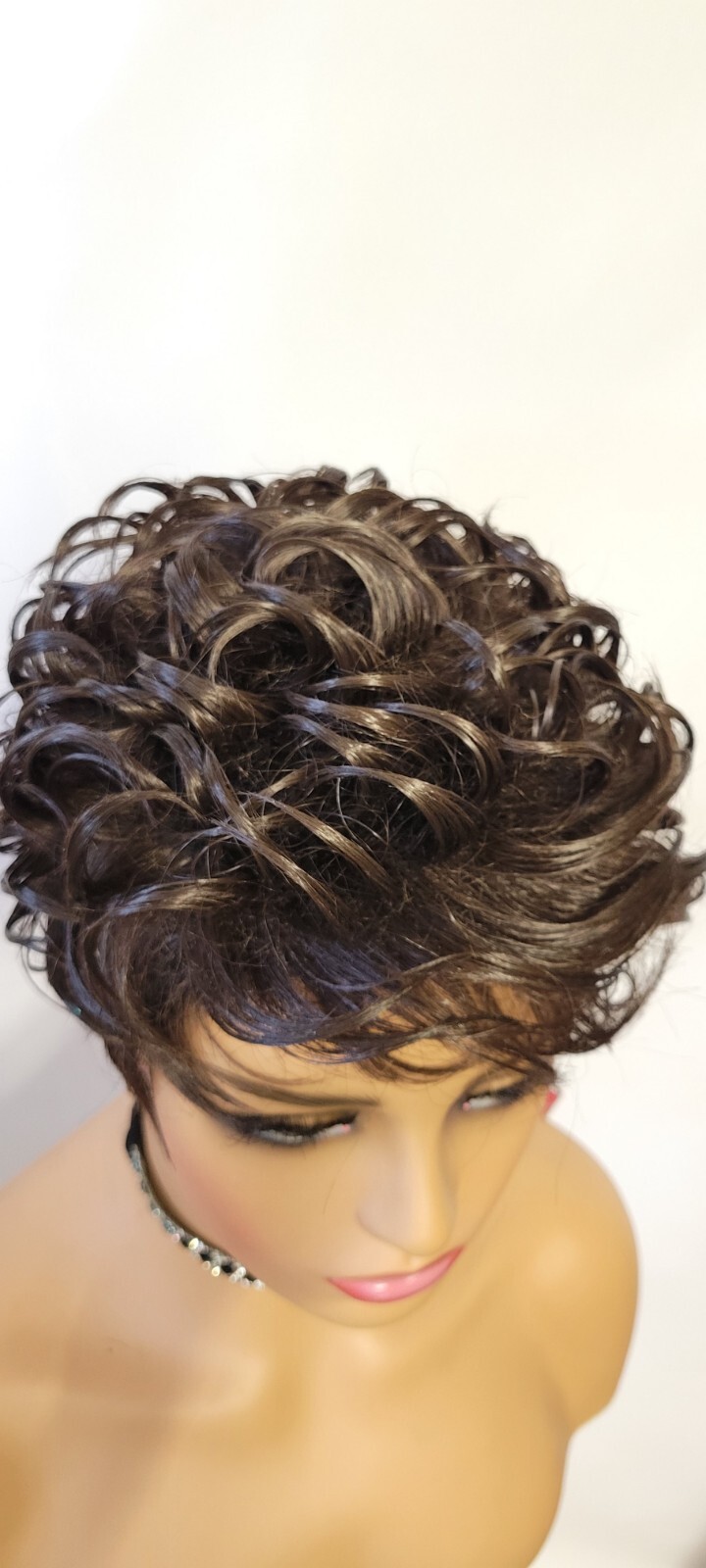 Sexy Fixie Cut Textured Wig Dark Brown -Premium Synthetic Heat OK NEW BORN FREE