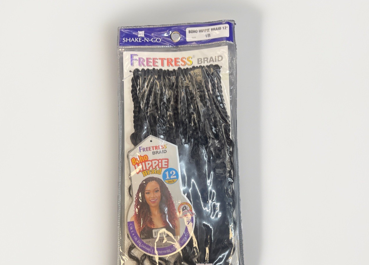 freetress crochet hair pre loop boho braids 12” Color:1B