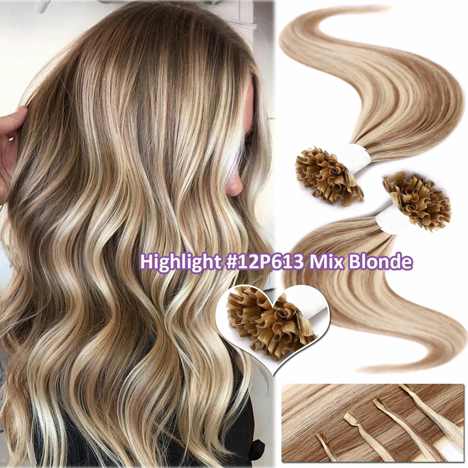 #Brown Nail U-Tip 100% Human Hair Extensions Pre Bonded Fusion Keratin 100S=100G