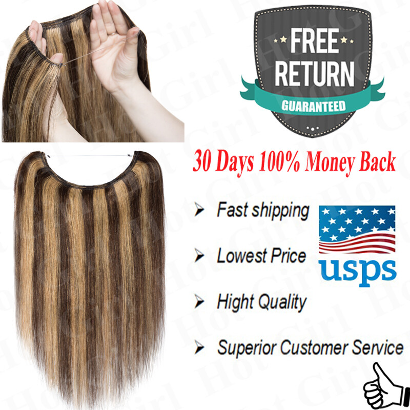 Secret Headband Wire In Remy Human Hair Extensions Ombre No Clip In One Piece US