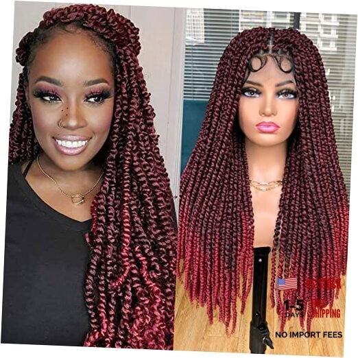Passion Twist braided Wigs for Black Women Full Lace knotless Ombre Burgundy