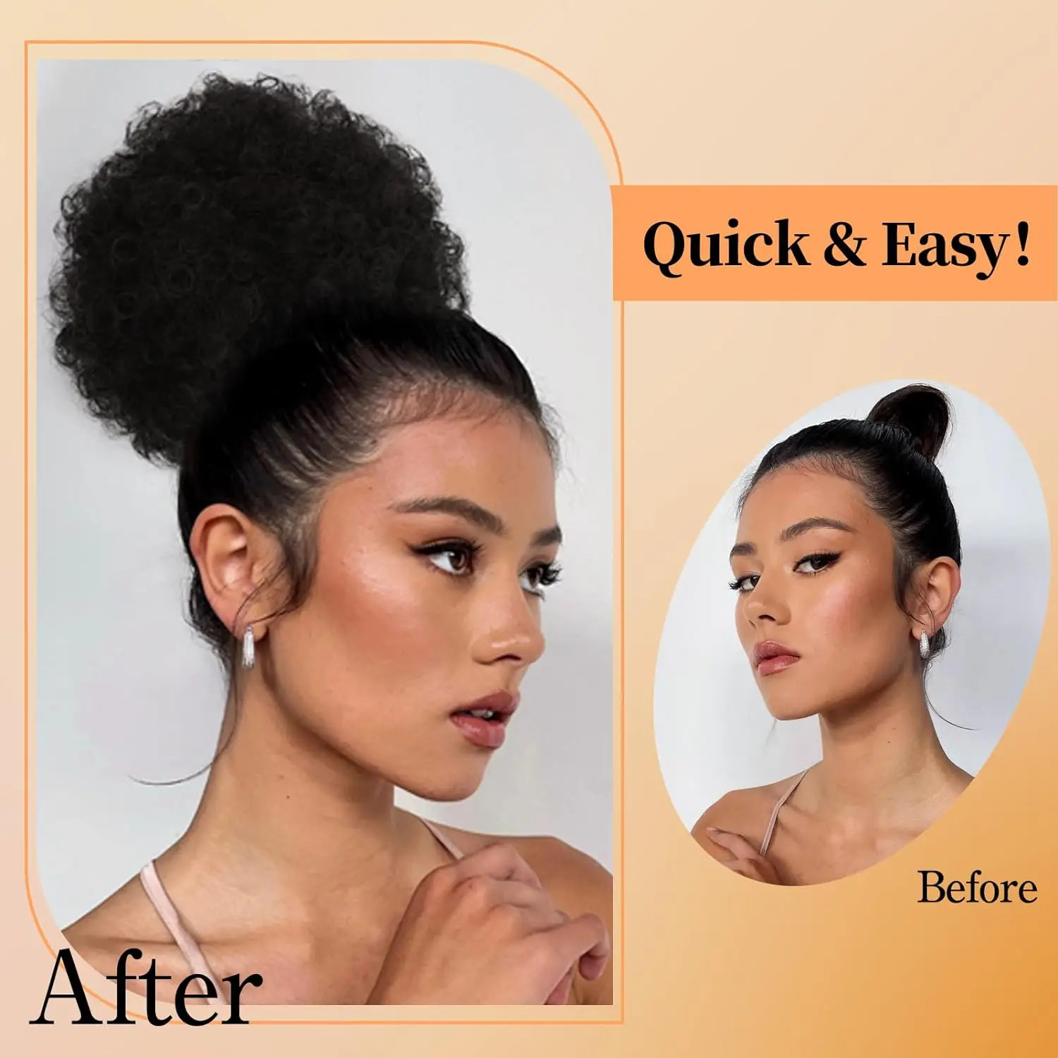 Black Women Synthetic Large Puff Kinky Curly Drawstring Ponytail Hair Extensions