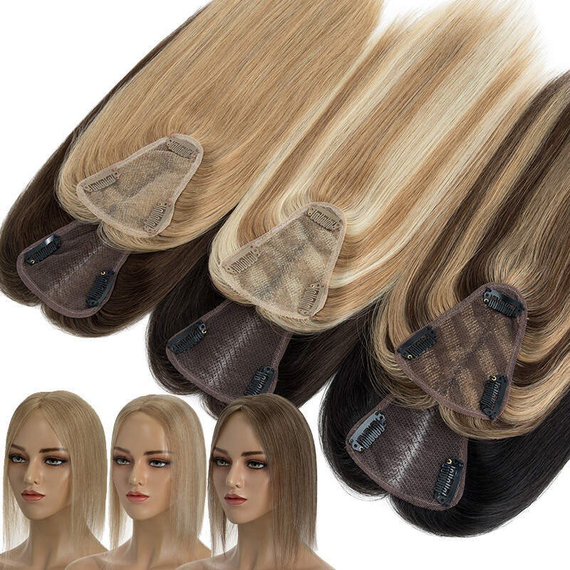 Clip in Women Topper Hairpiece Real Remy Human Hair Toupee Lace Wiglet Hair Loss