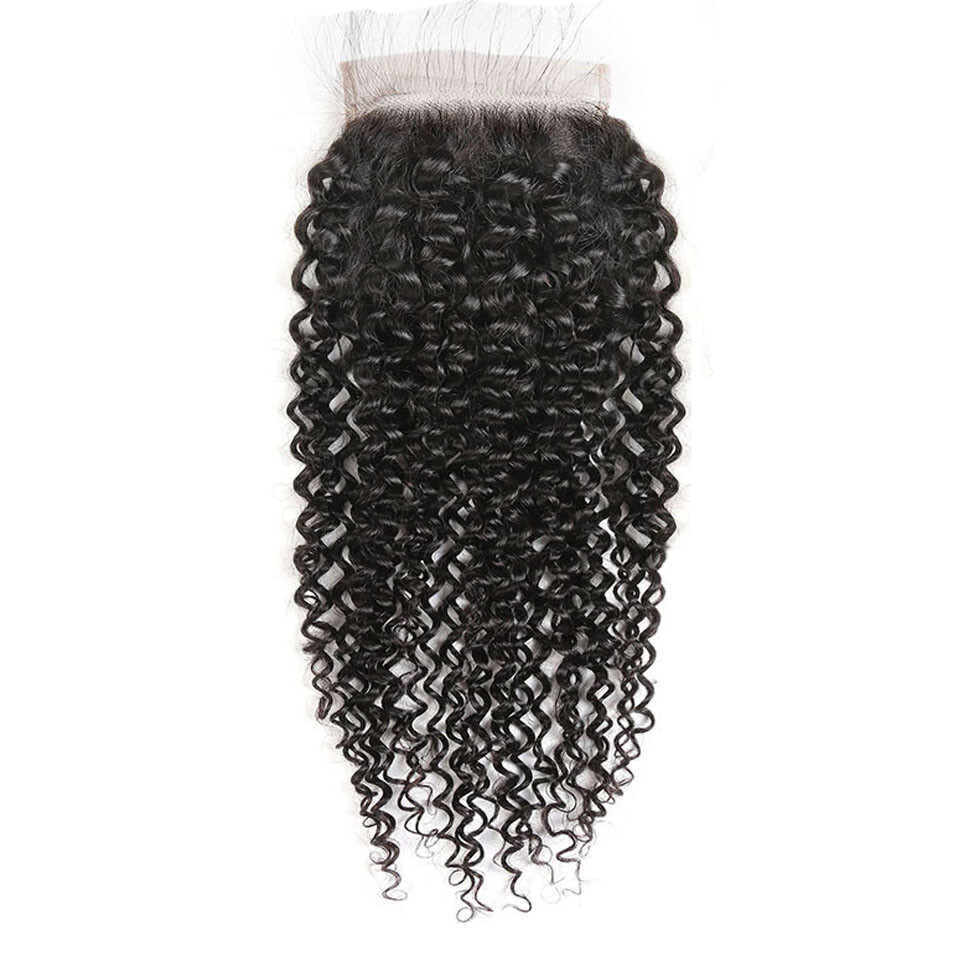 5×5 Silk Base Human Hair Lace Closure Kinky Curly Silk Top Closure Free Part 20″