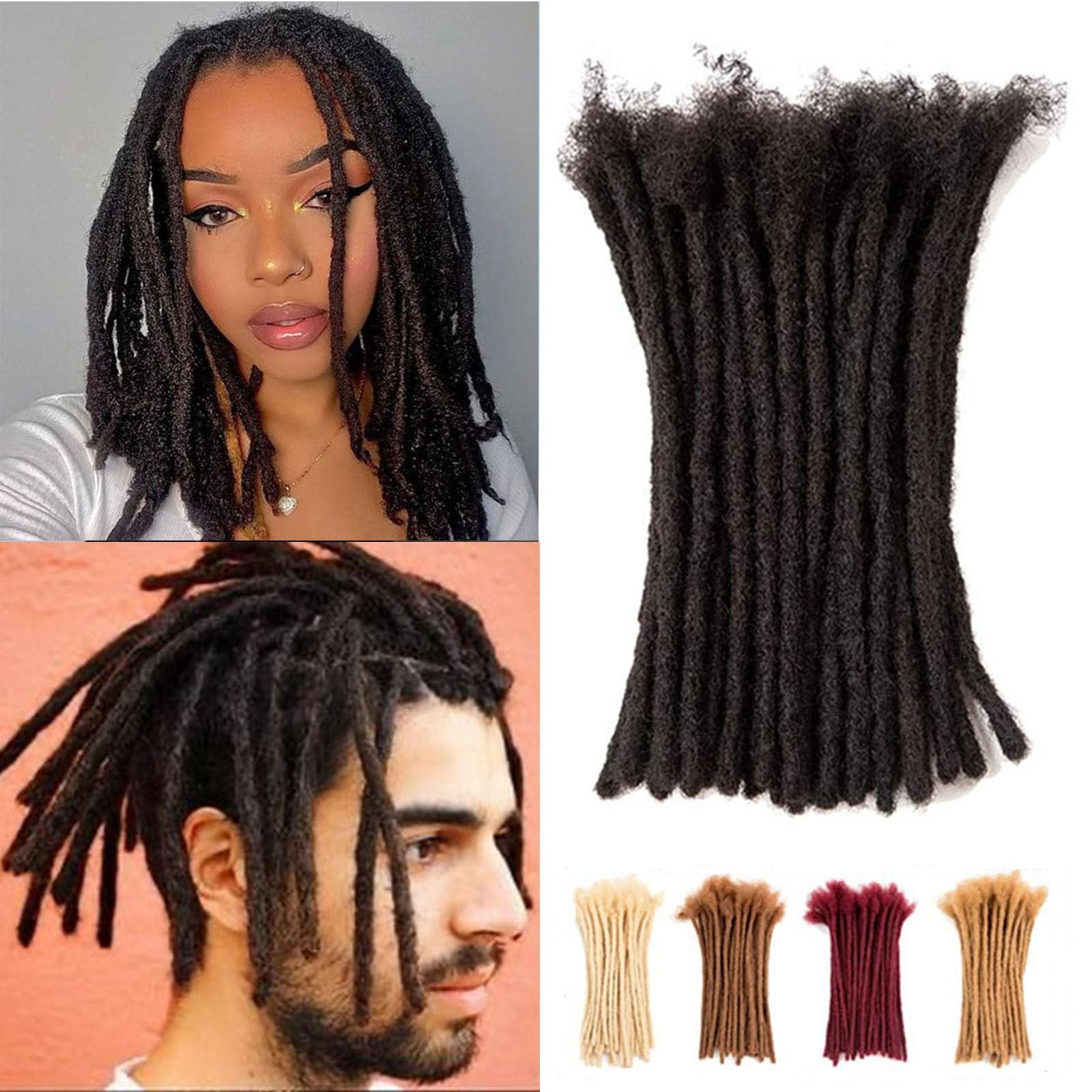 Teresa 0.4/0.8cm 100% Human Hair Dreadlock Extensions 10in, 20 Strands