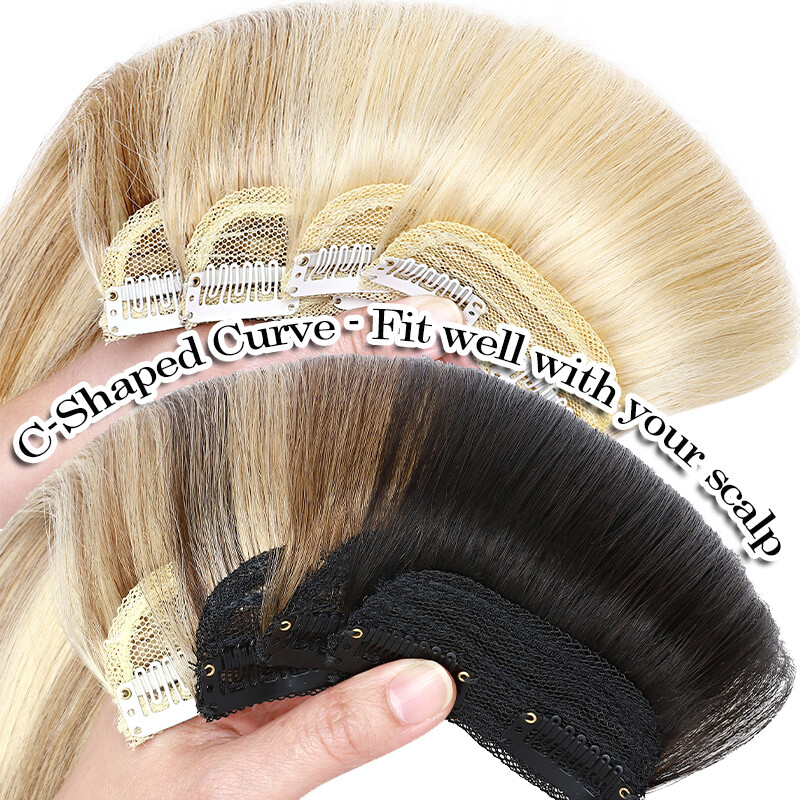 100% Human Hair Patch Hairpiece Extensions Clip In for Adding Small Hair Volume