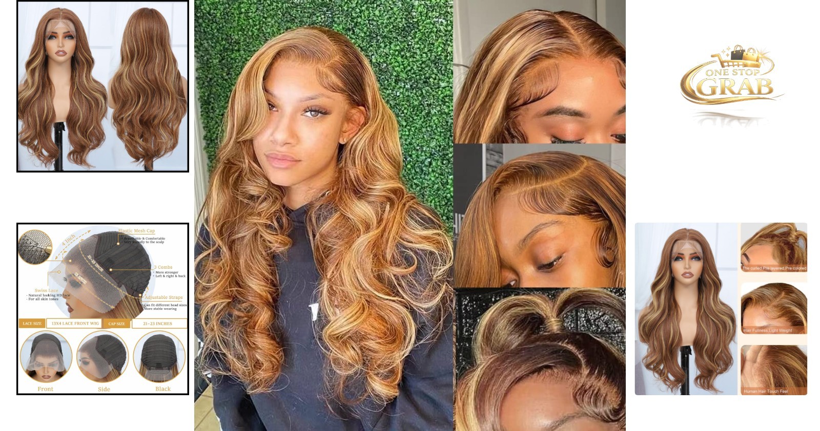 Honey Blonde 13×4 HD Lace Front Wig Glueless Body Wave Synthetic Hair