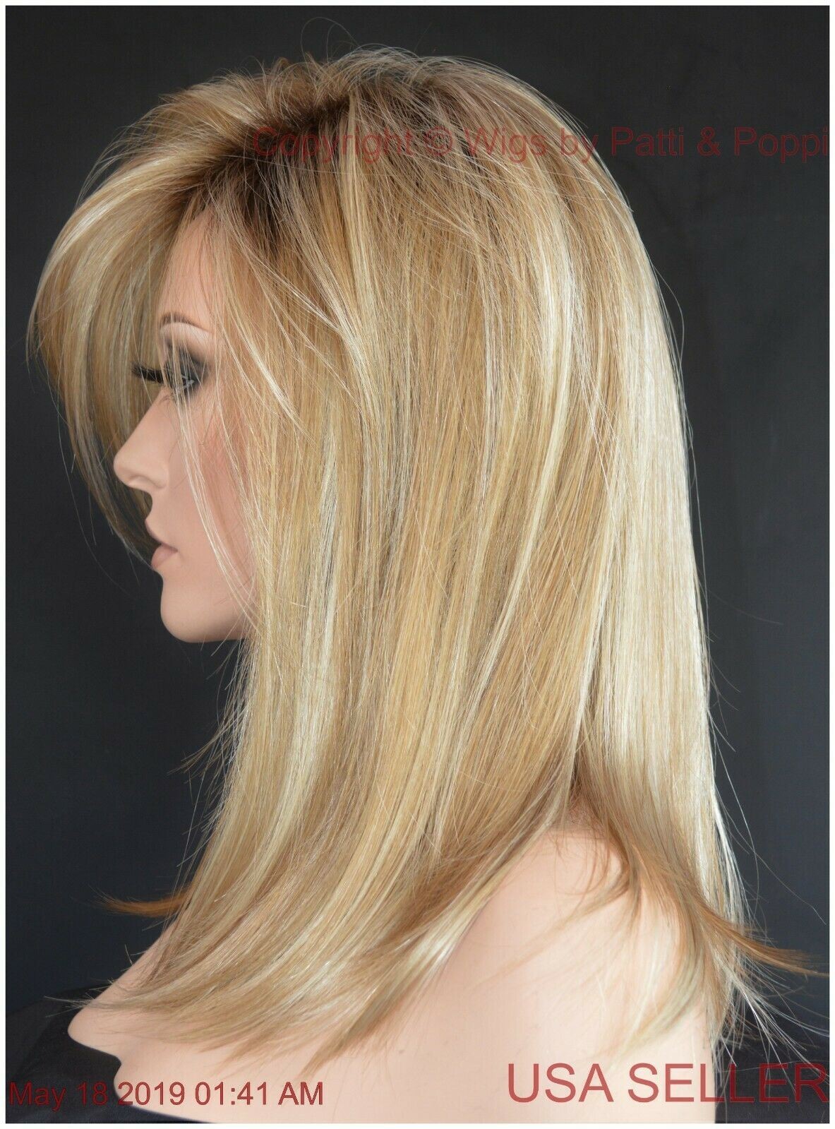 LAINE RENE OF PARIS WIG CREAMY TOFFEE R SLINKY HOT MEDIUM BOB SIDE BANGS