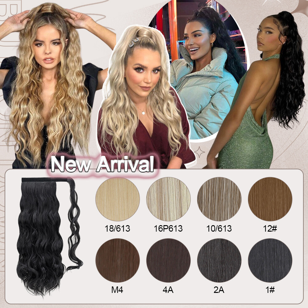 US Real Long Thick Wrap Ponytail Pony Tail Clip In Hair Extension As Human Curly