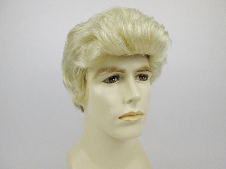 MENS MALE SHORT STRAIGHT HAIR WIG FEATHERED BACK POMPADOUR SIDE PART GREGORY
