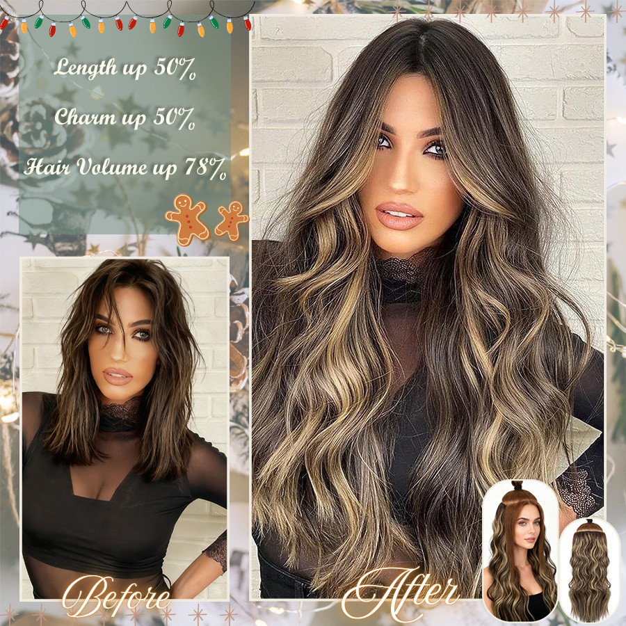 Natural Thick Full Head Balayage 4Pcs Clip in Hair Extensions Soft Hairpiece US