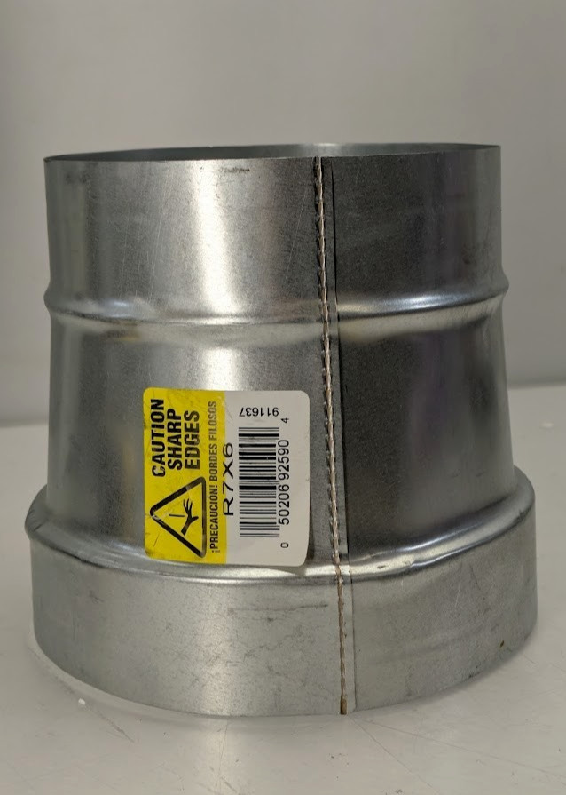 GAF Master Flow 7 in. to 6 in. Round Reducer Galvanized Steel HVAC Duct RX76