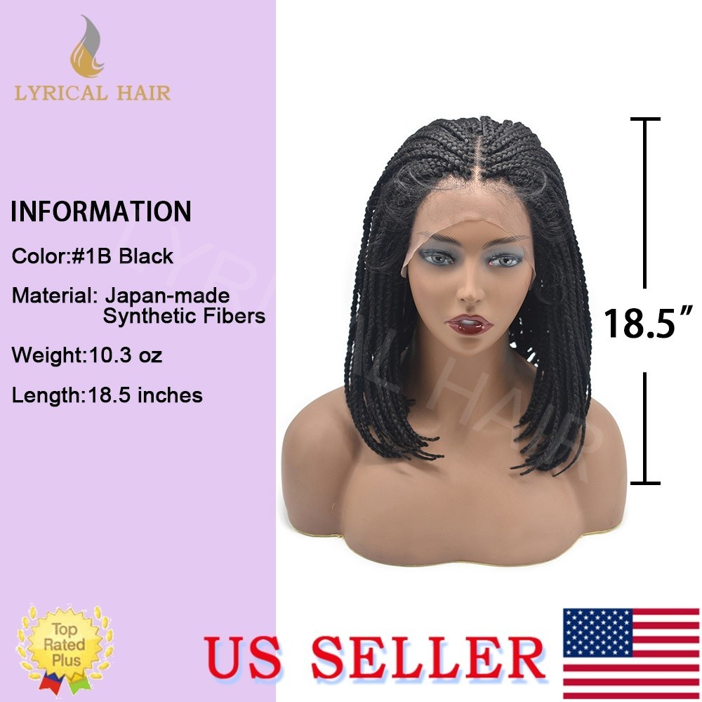 Hand Braided Lace Front Wigs For Black Women Box Braid Wig Synthetic Braids Hair