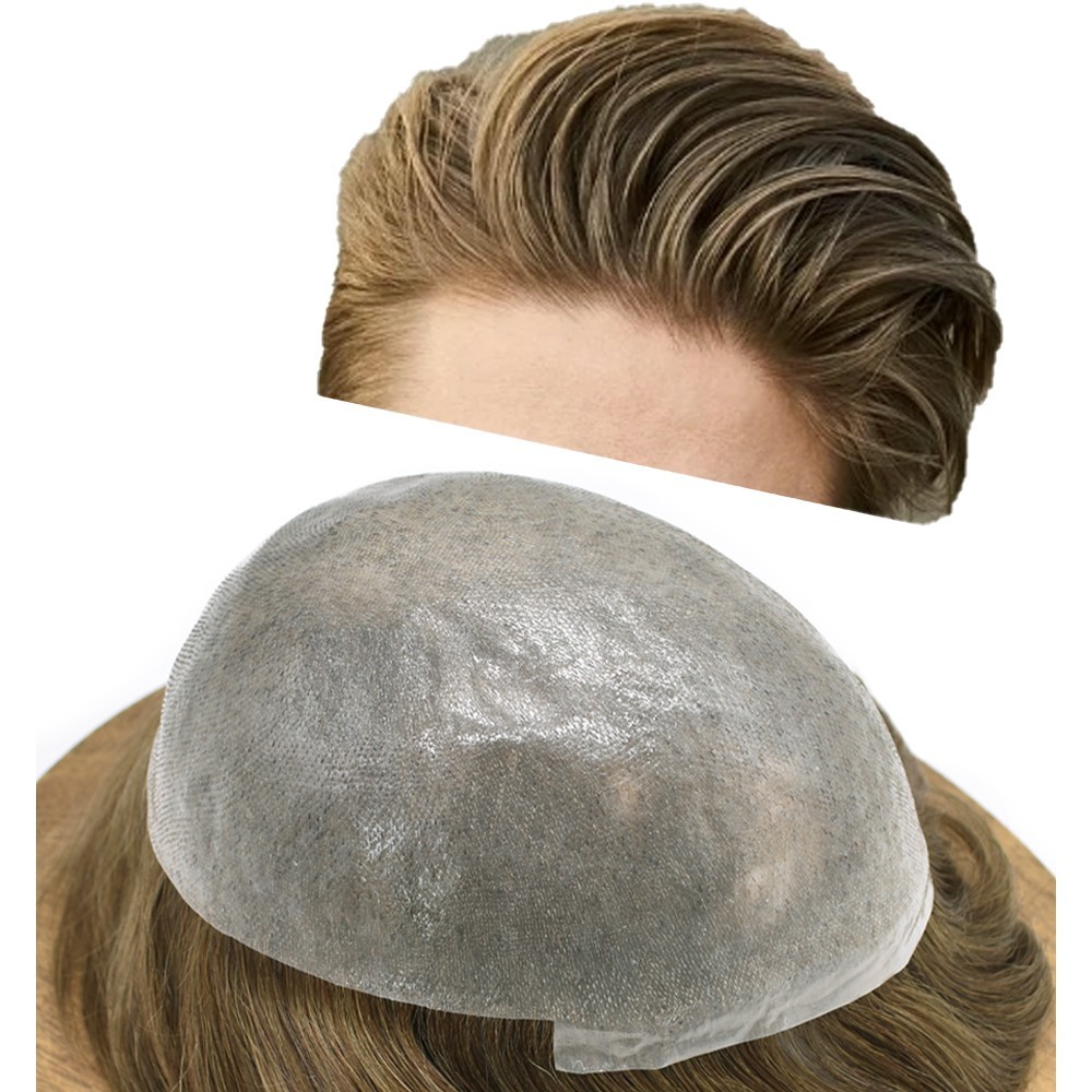 Invisible Ultra Thin Skin Mens Toupee Hair Replacement Poly Hairpiece PU Systems
