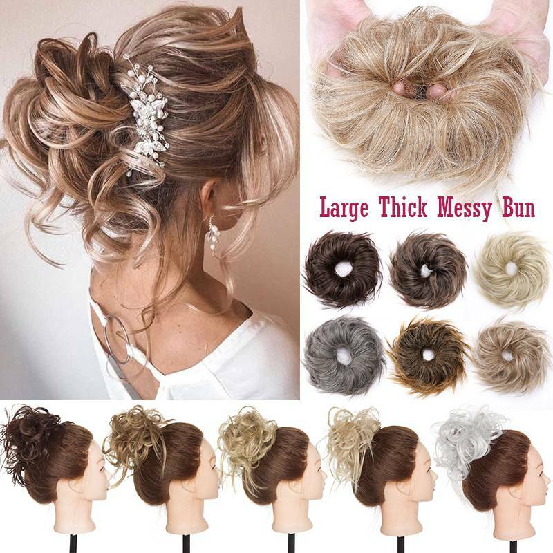 REAL as Human Hair Messy Bun Elastic Scrunchie Clip In Ponytail Fake Extensions