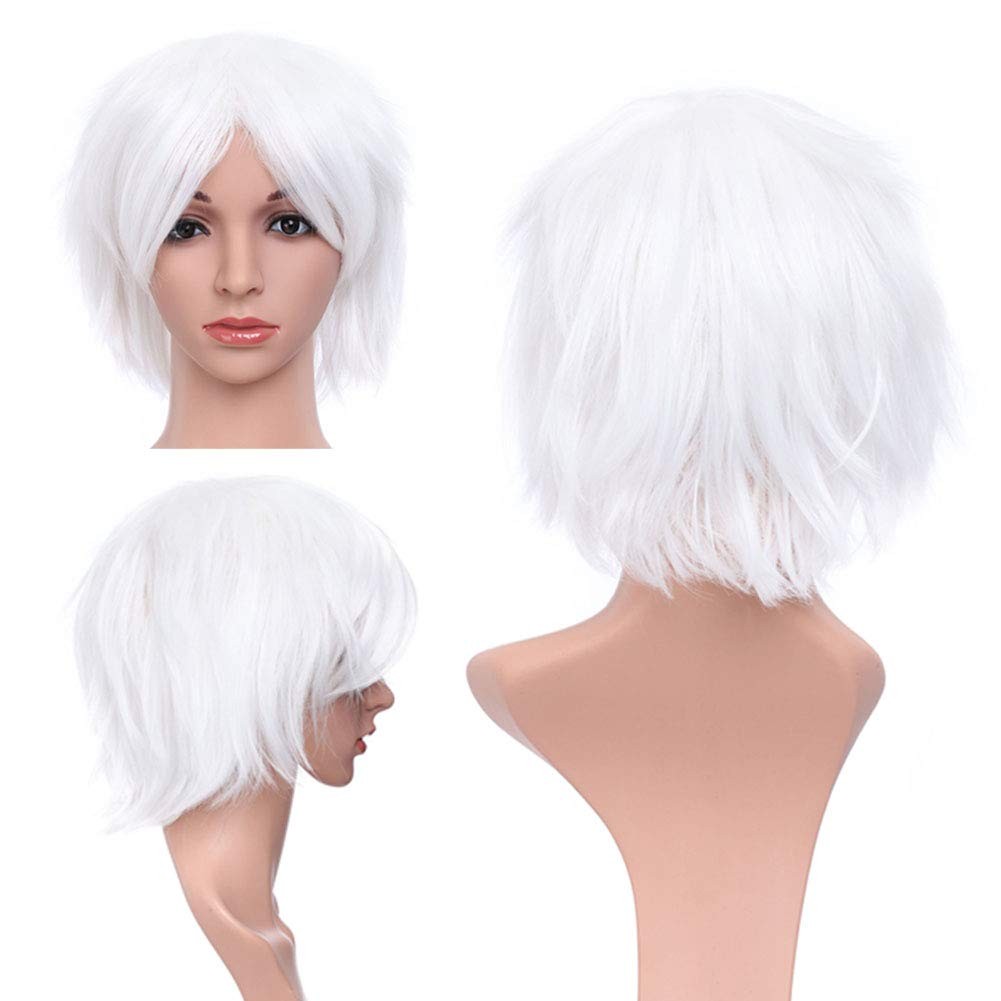 Short Synthetic Straight Wigs, Unisex Cosplay Fashion Fluffy Wigs for Men & W…