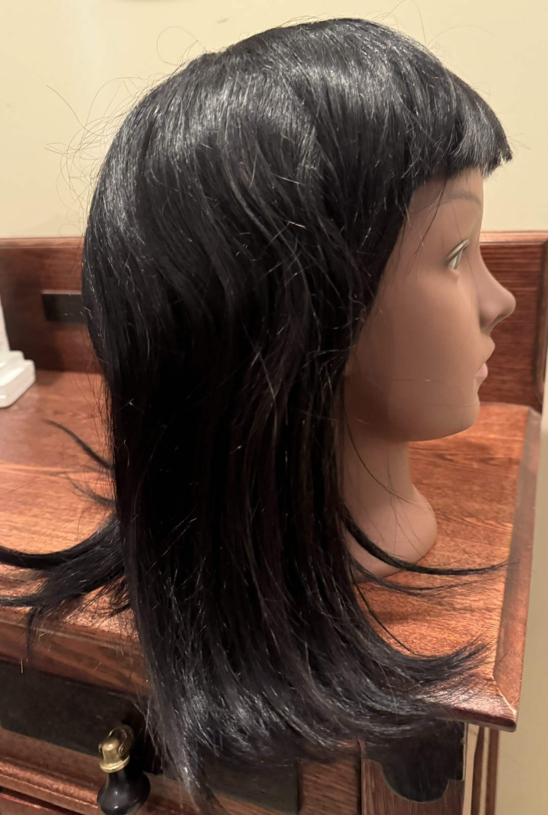 18-20” straight Human Hair Wig Natural Black see notes