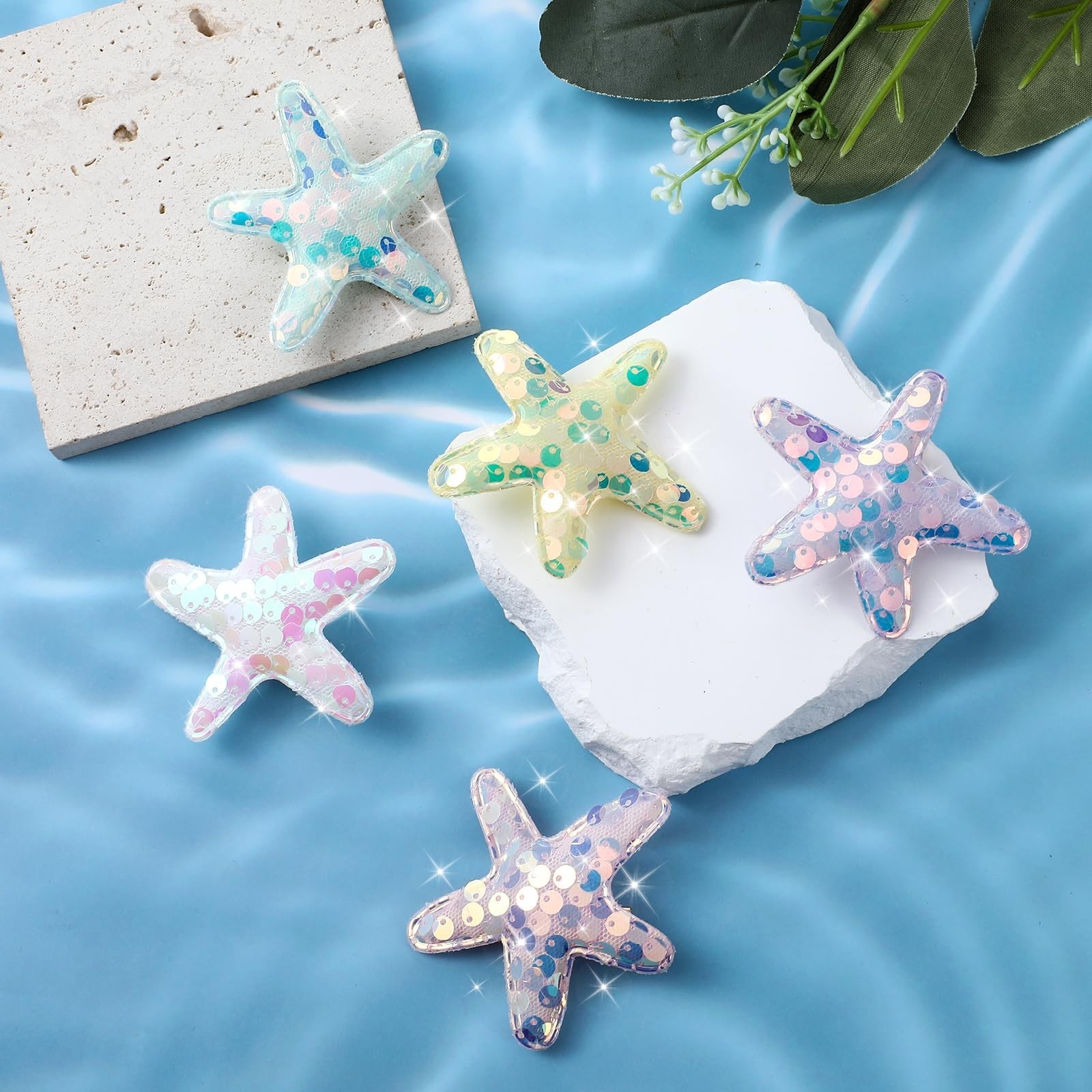 10pcs Mermaid Hair Clips,Starfish Hair Clips,Glitter Starfish Clips,Sequins B…