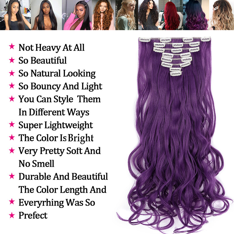 Thick 8 Pieces Full Head Clip in Hair Extensions Ombre 18Clips as Human Natural
