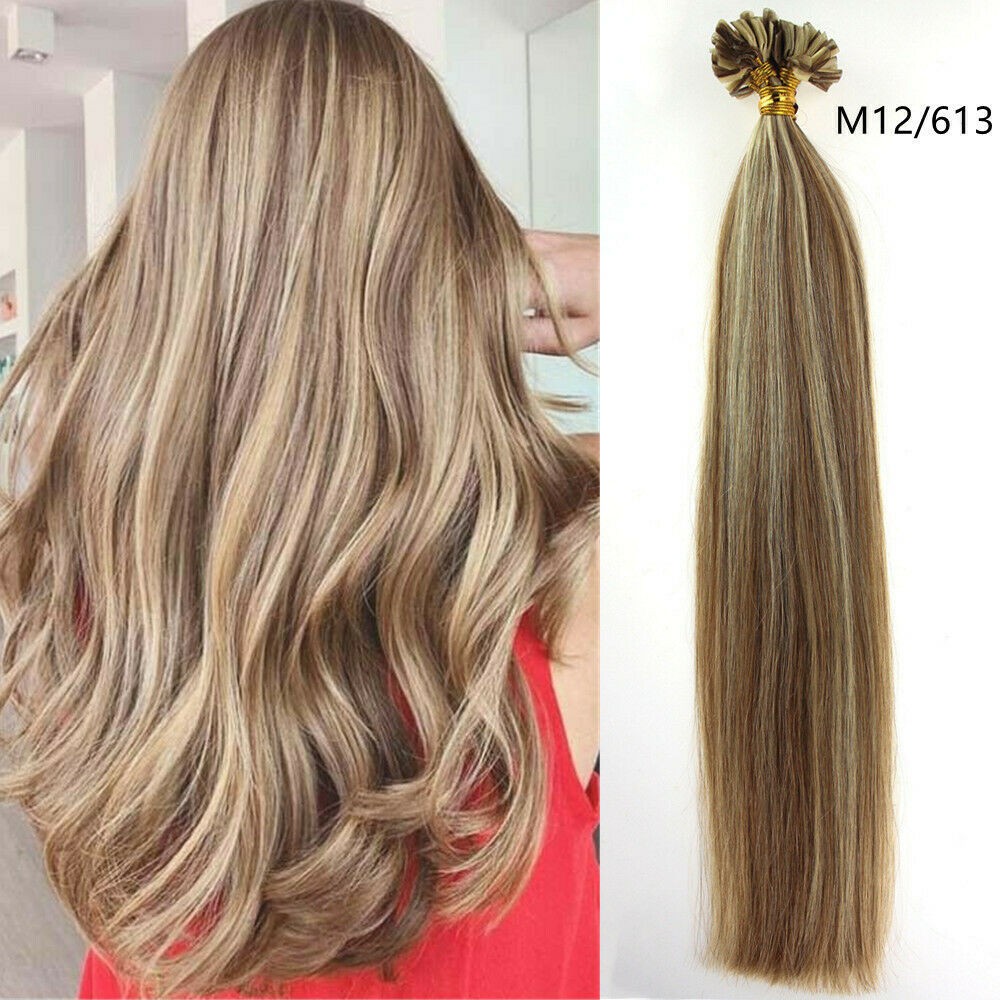 Keratin Bonded U Tip Hair Extensions Double Drawn Remy Human Hair Various Colors
