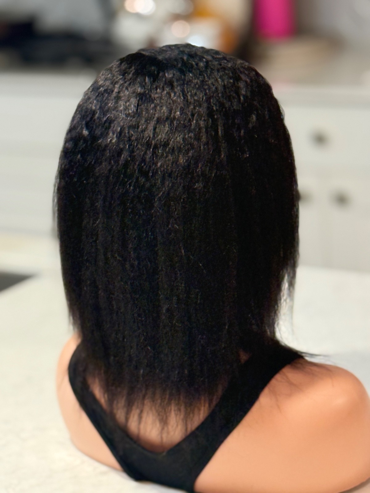Human hair very soft, natural wig. Length is 12 inches long. Comfortable women’s
