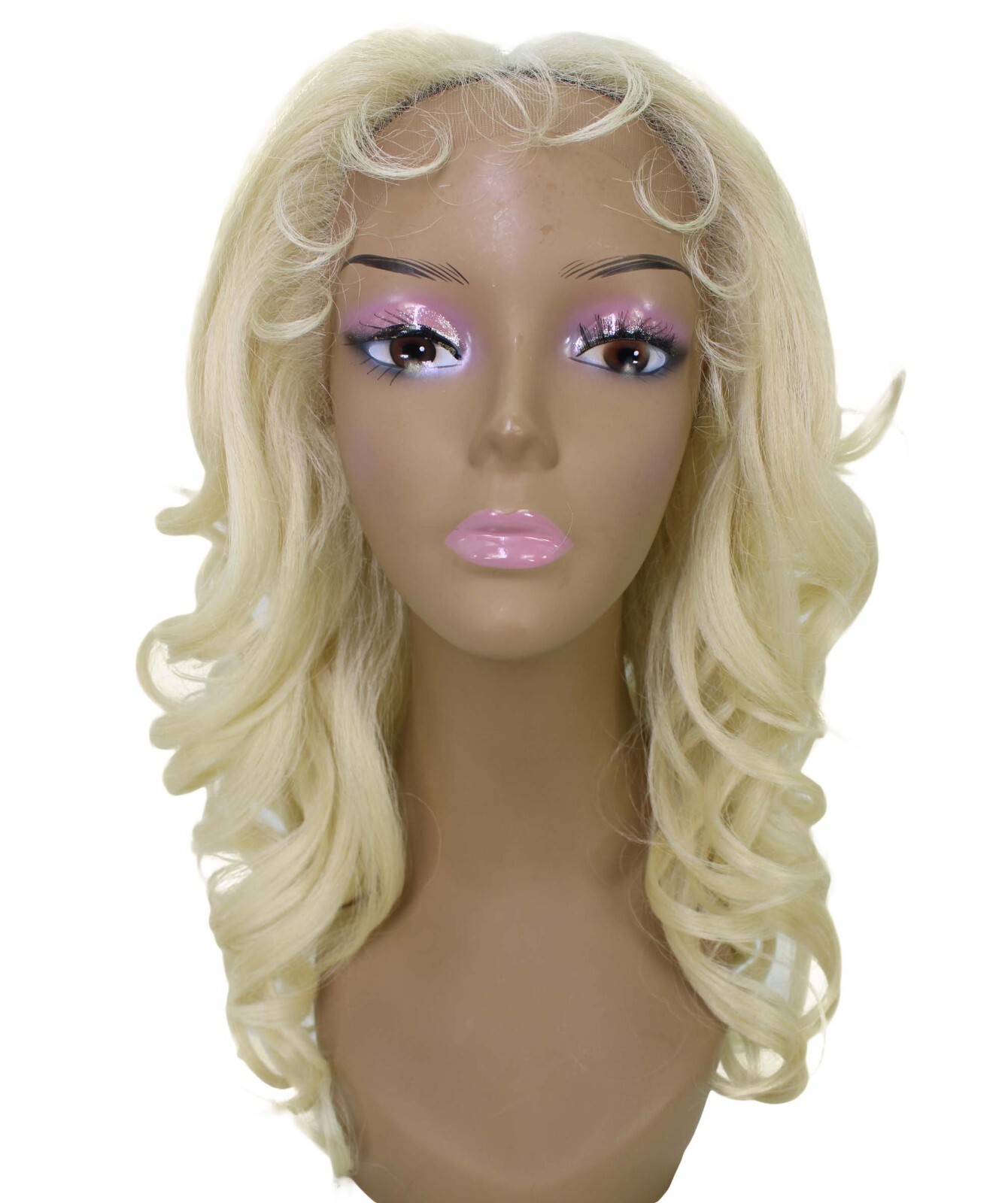 LUXLUXE Kiara Wavy Layered 18 in Long T Part Lace Front Wig, Heat Resistant Fibe