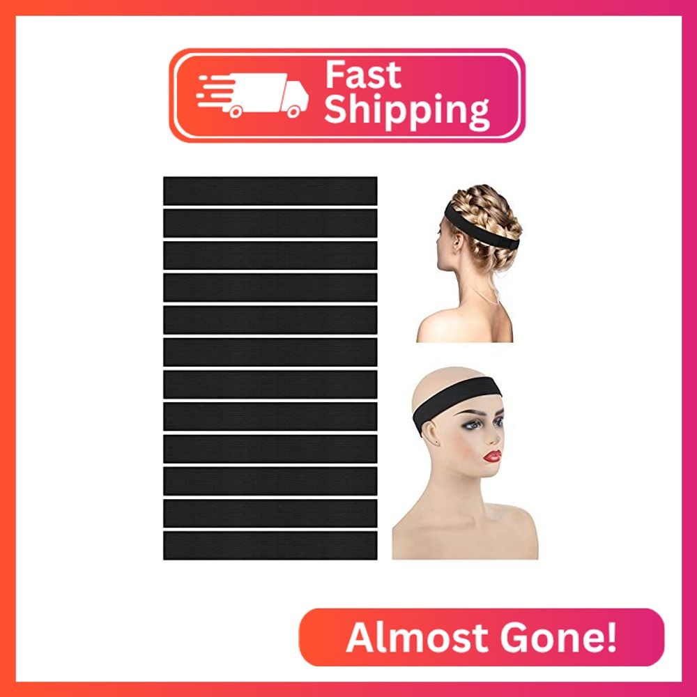 WILLBOND 12 Pcs Elastic Bands for Wigs Adjustable Lace Melting Edge Wrap 1.2 x 2