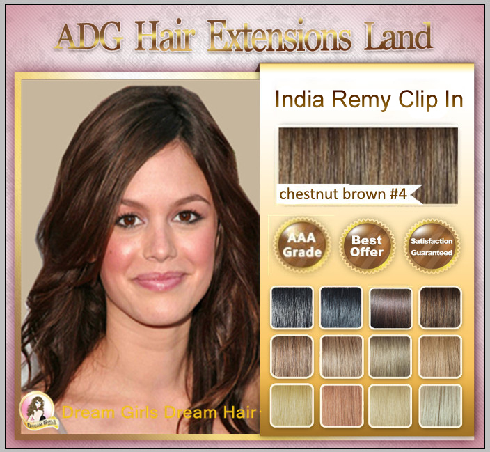 20″ Indian 100% Human Clipin 6A Hair Extenisions 7pcs Double Drawn #4 Borwn 100g