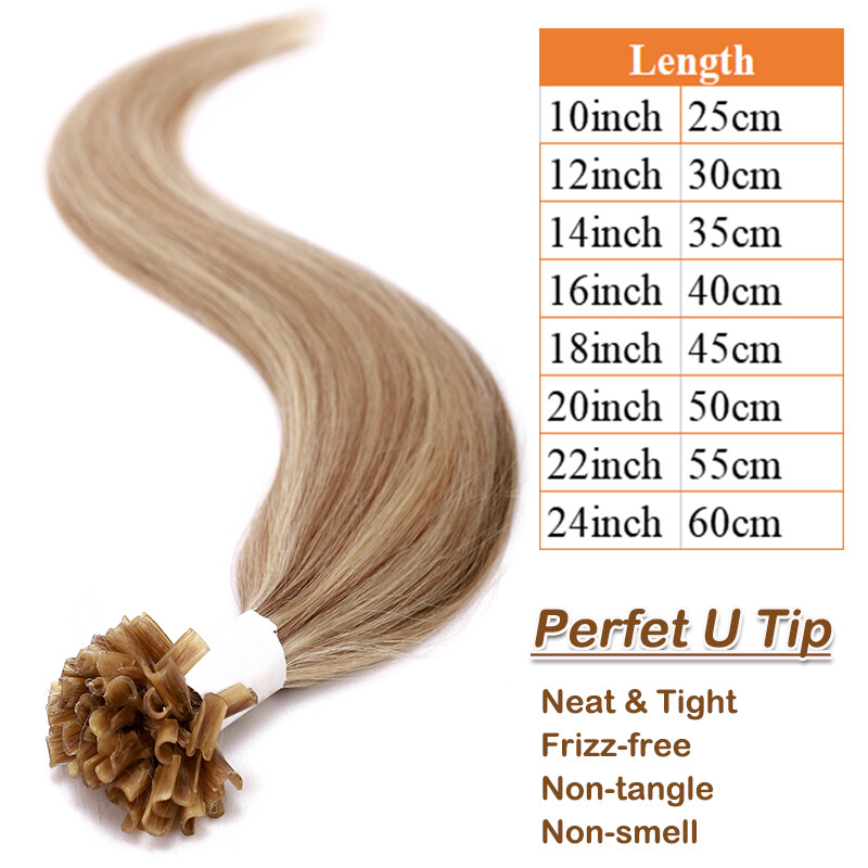 SMOOTH Pre Bonded U Tip Hair Extensions Fusion Keratin Nail REAL HUMAN Long 22″