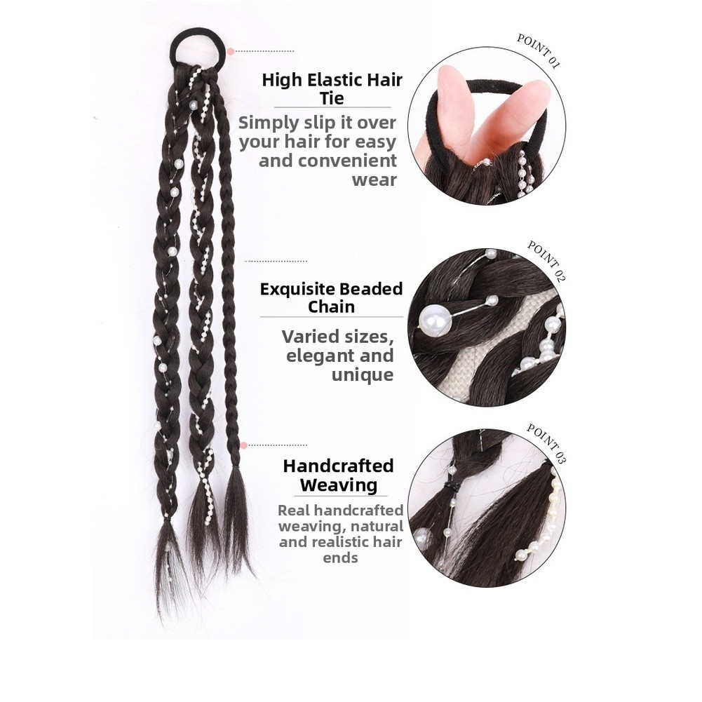 Boxing Braids Synthetic Hair Extension with Pearl Accents High Temperature Wire