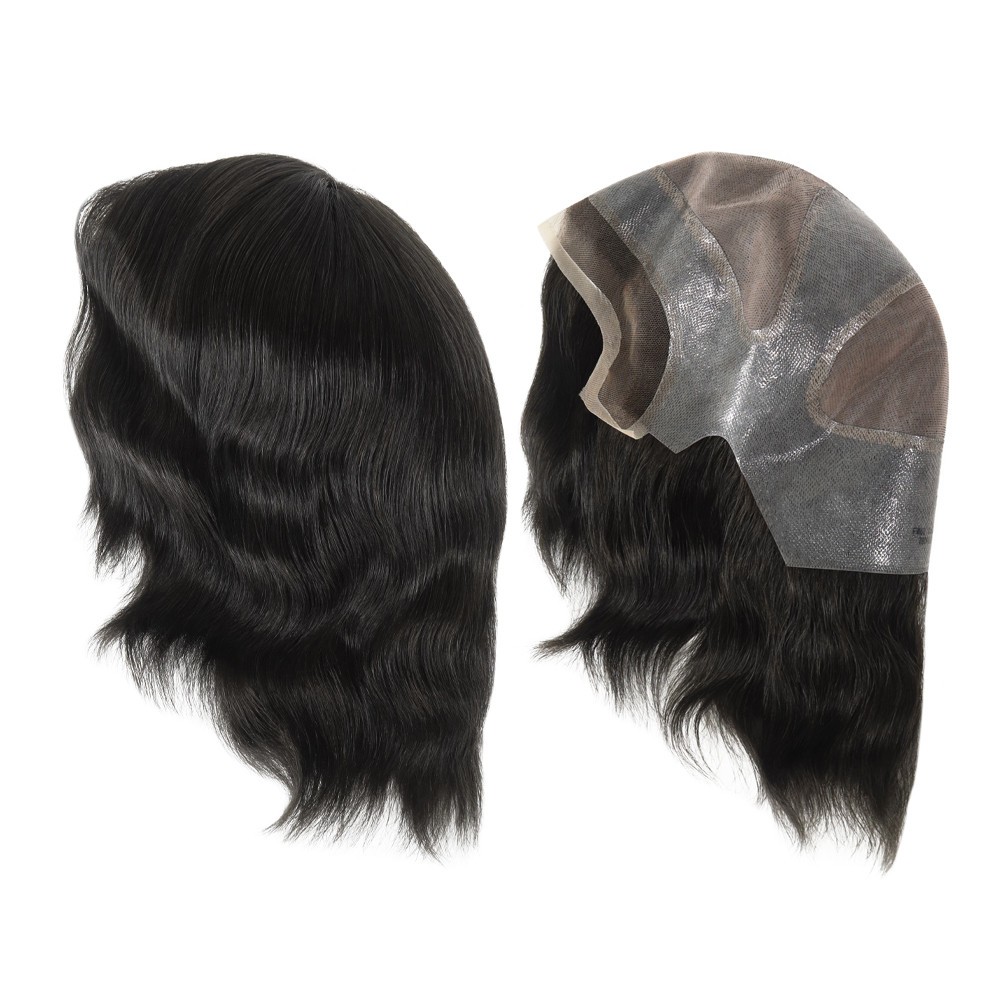 Toupee for Mens Hair Replacement System Durable Lace Front Fine Mono Hairpieces