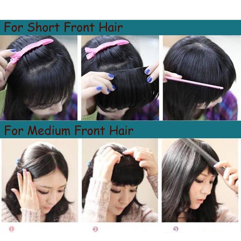 Fake Bangs Hair Clip on Front Neat Bang Fringe Hair Extensions AS Real Hair US