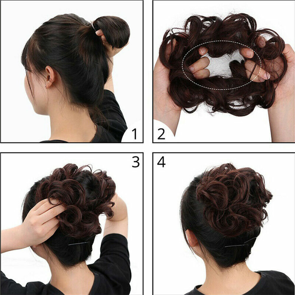 X-Large Scrunchie Messy Bun Hair Piece Tousled Updo Wrap on Ponytail THICK NEW H