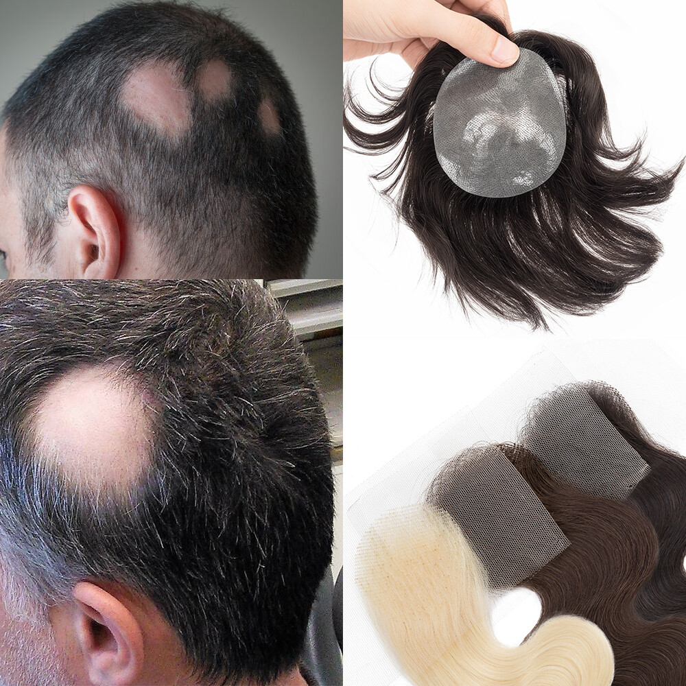 Bald Spot Hair Patch Toupee for Men Full PU Skin Base Cover-up Hair Patche Piece