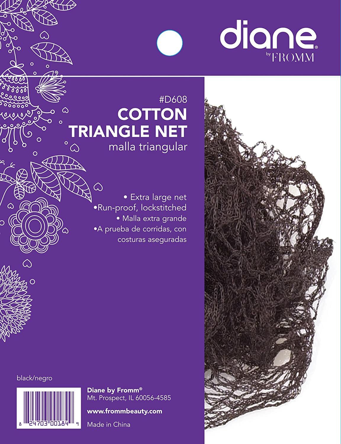 Diane #D608 TRIANGLE HAIR NET (BLACK) – 2 pack