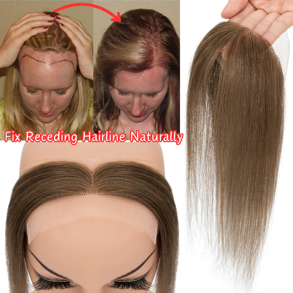 Frontal Full Lace Receding Hairline Cover-up Human Hair Patch Piece For Women US