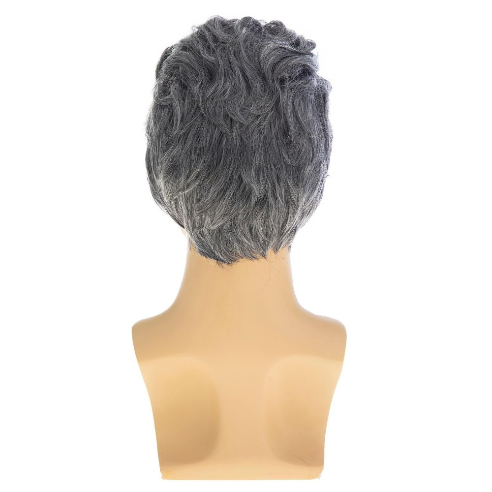 8in Men’s Silver Gray Full Wig Heat Resistant Synthetic Cosplay Halloween Party