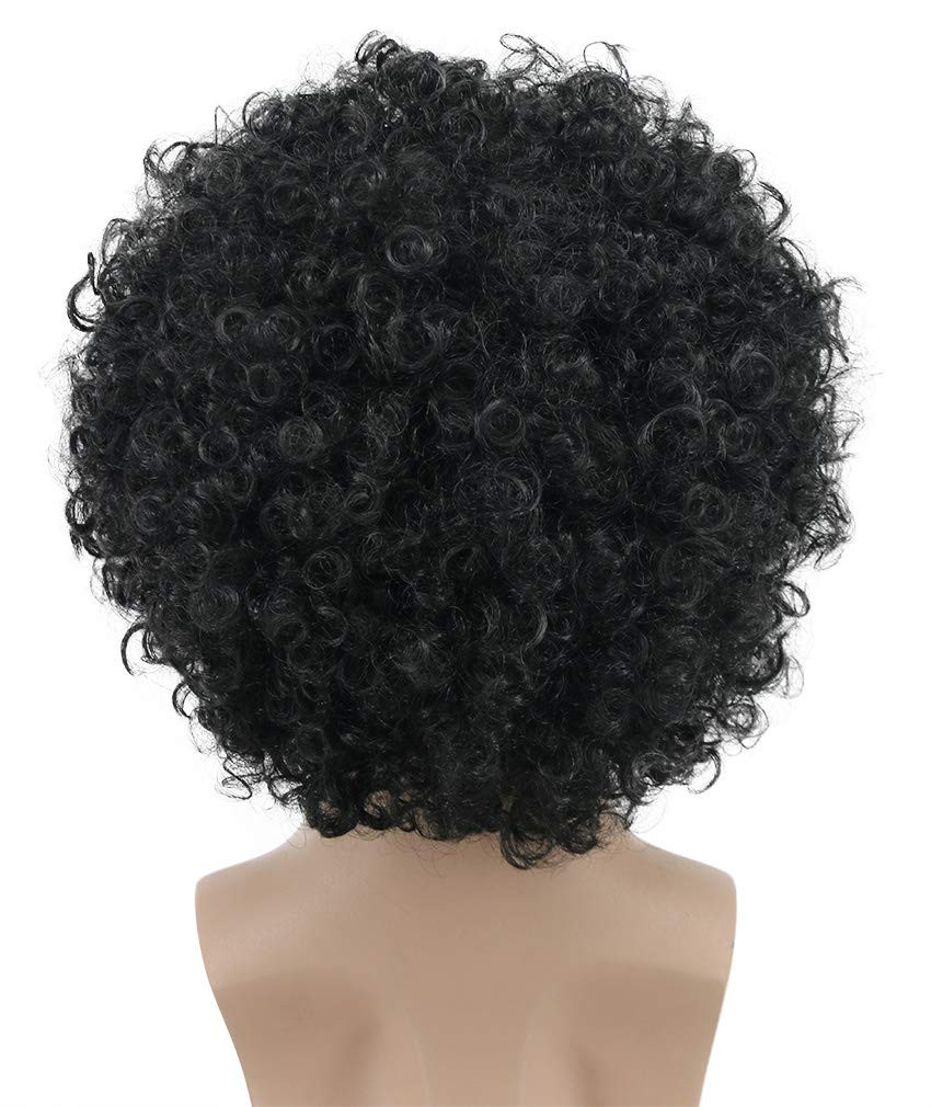 Adult Men Women Afro 70S 80S Short Curly Black Rocker Party Wig California Hallo