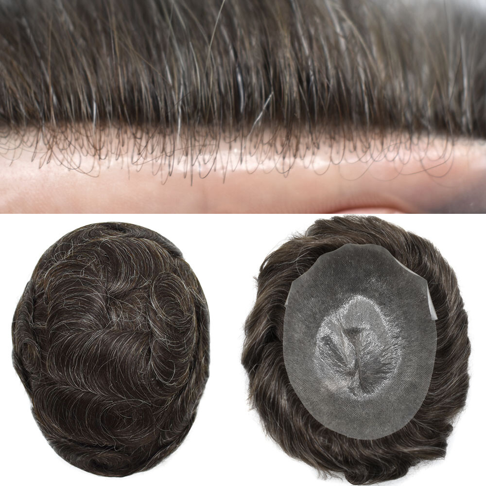 Super Thin Skin Mens Toupee Hairpiece Invisible Poly PU Hair Systems Replacement