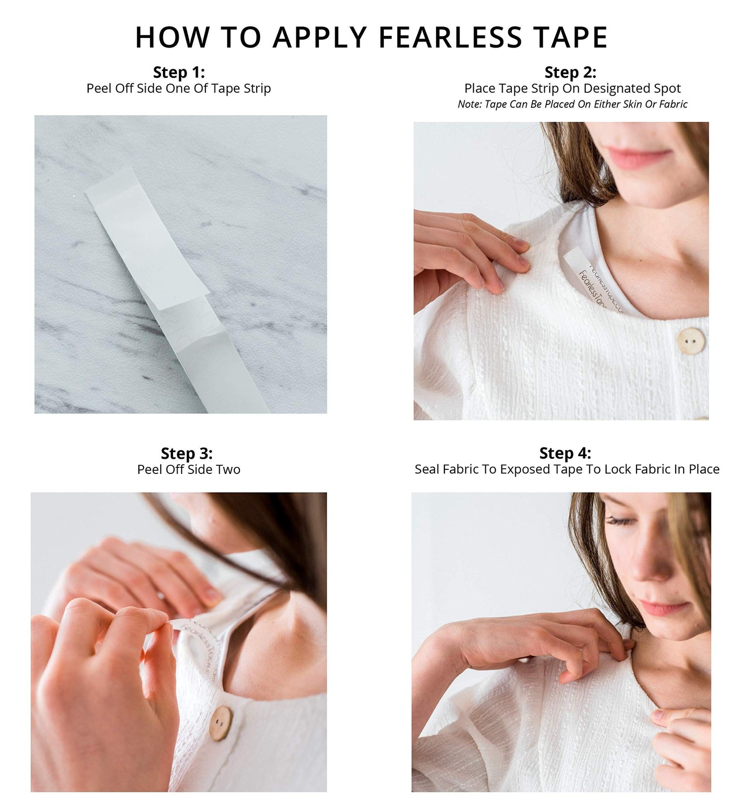 Fearless Tape – Double Sided for Clothing Body & Dresses (50 Strips) | Clear …