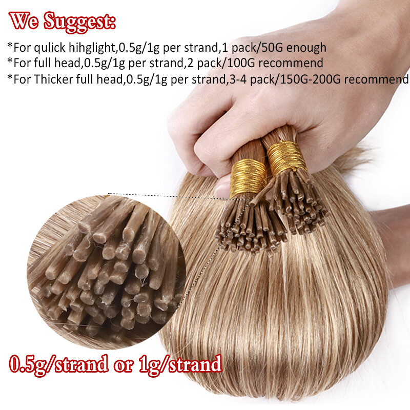 Indian/Russian Remy Stick I Tip Human Hair Extensions Remy Micro Ring THICK 150G
