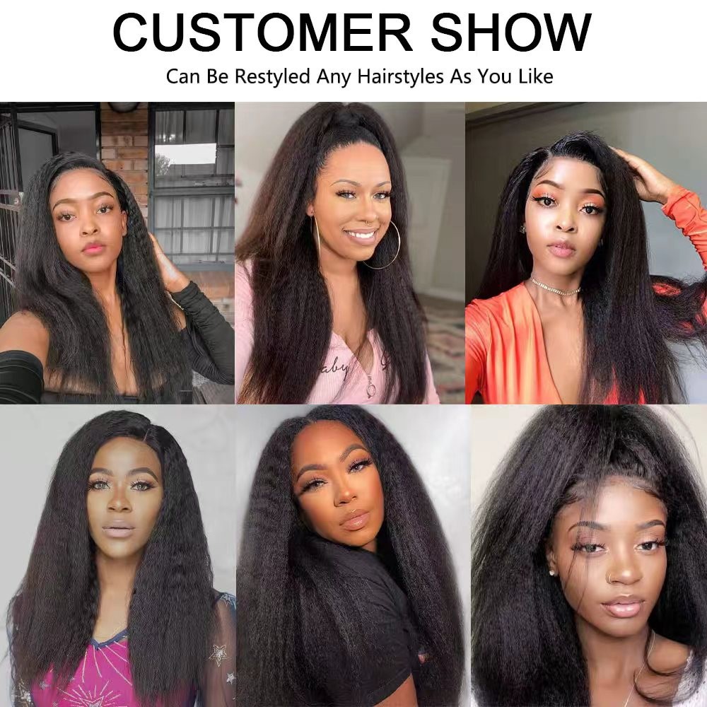 200% Density Transparent Lace Human Hair 13×6 Natural Color Kinky Straigh