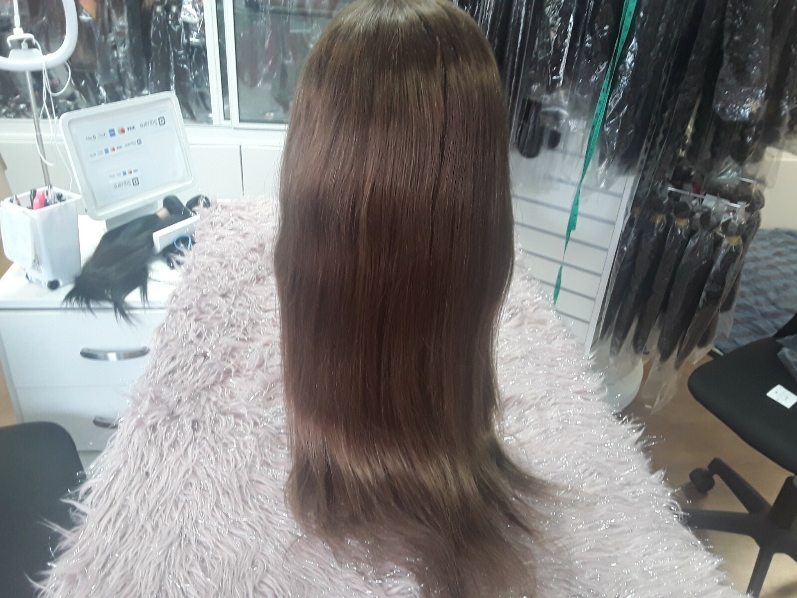 12A 22″BRAZILIAN GLUELESS SILK BASE TOP FULL LACE WIG STRAIGHT COLOR 6# 180% DEN