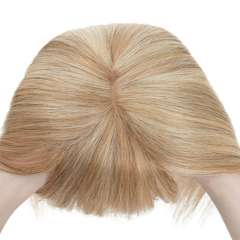 Women’s 100% Remy Human Hair Topper Clip In Hairpiece Silk Base Toupee 13*15cm