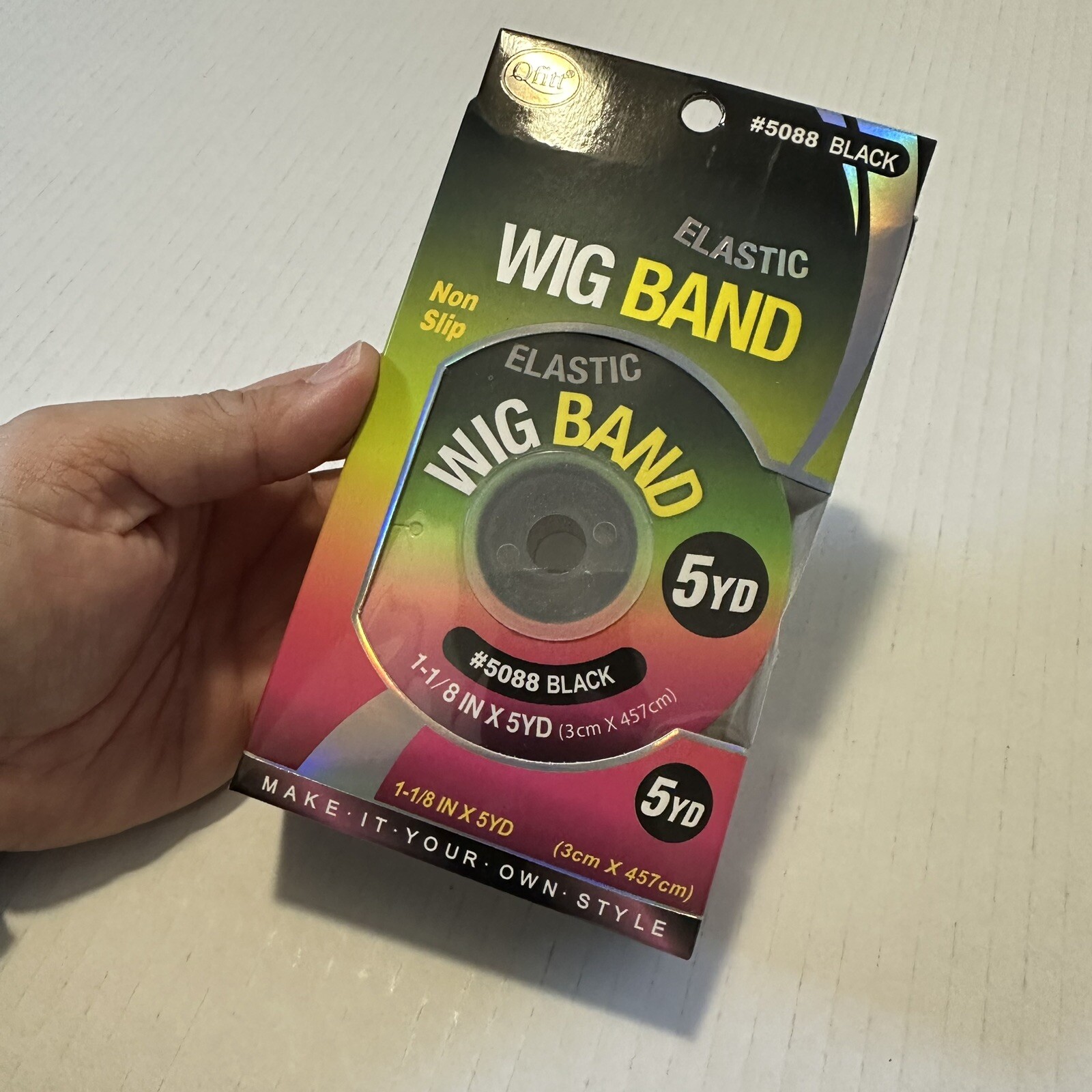 Qfitt Elastic Wig Band 5088 Black 5 Yard Roll New In Box Non Slip