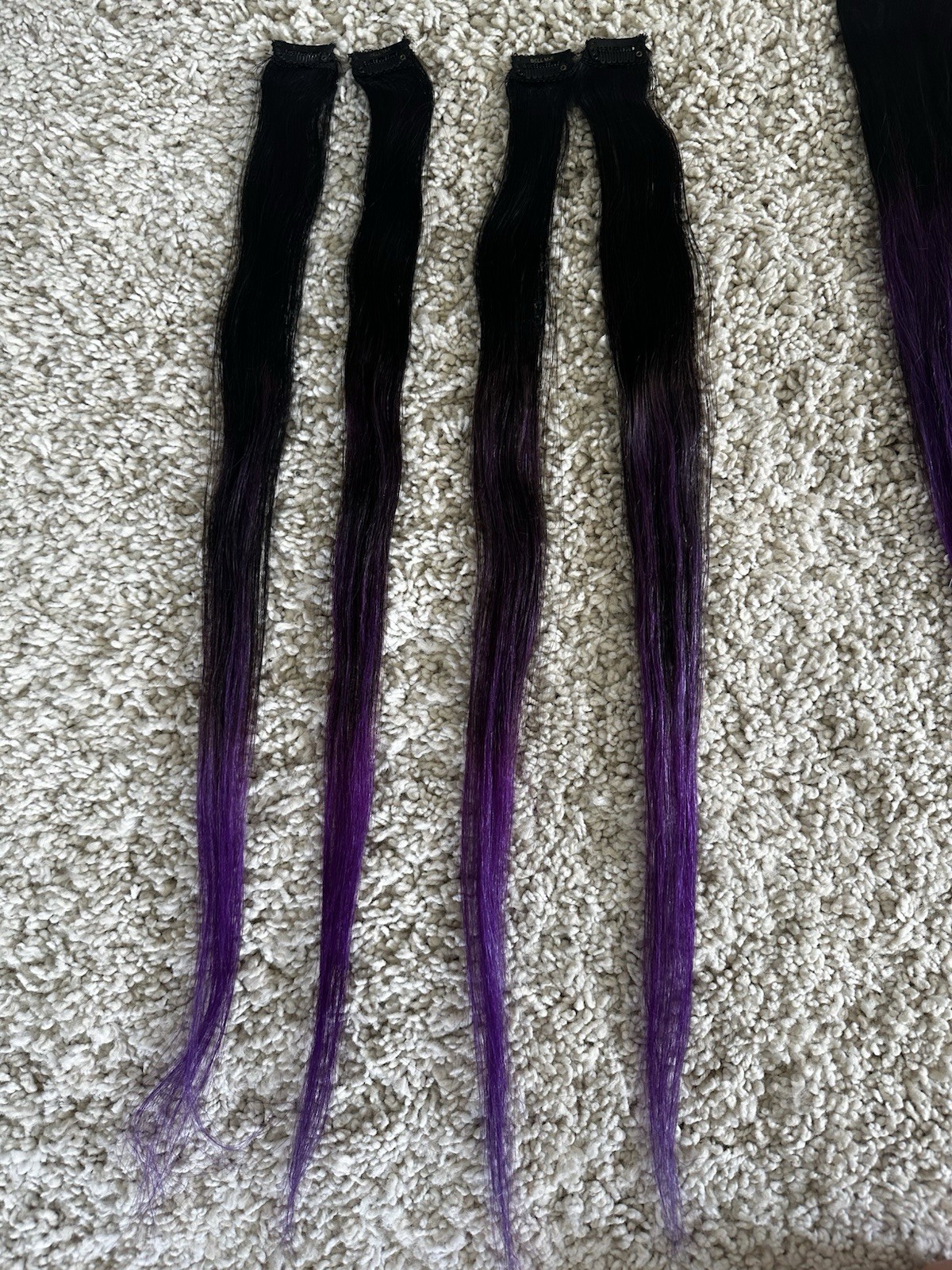 BELLAMI LACE WEFT CLIP-IN BLACK DARK BROWN/VIOLET PURPLE OMBRE 22 INCH 220 GRAMS