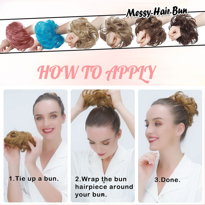 Thin Curly Bun Hair Piece Scrunchie Updo 100% Natural Synthetic Hair Extension